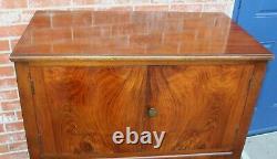 English Antique Queen Anne Mahogany Cabinet 3 Drawer 2 Door / Chest of drawer