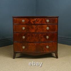 English Georgian Regency Flame Mahogany Bow Front Chest of Drawers (C. 1820)
