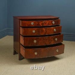 English Georgian Regency Flame Mahogany Bow Front Chest of Drawers (C. 1820)
