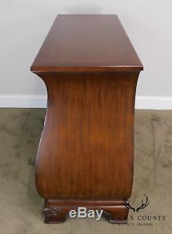 Ethan Allen Burlwood Front Mahogany Bombe Chest of Drawers