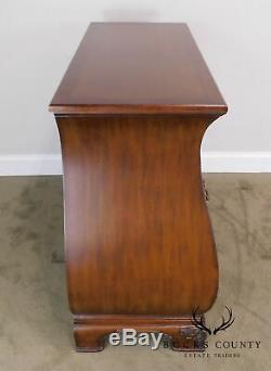Ethan Allen Burlwood Front Mahogany Bombe Chest of Drawers