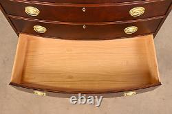 Ethan Allen Georgian Flame Mahogany Bow Front Chest of Drawers, Newly Refinished