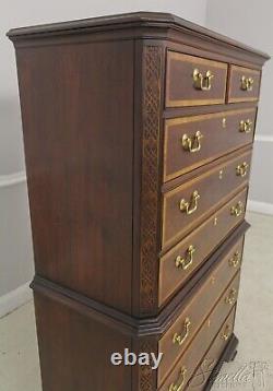 F58566EC THOMASVILLE Banded Mahogany Chippendale Style Chest Of Drawers