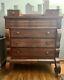 Federal Empire Mahogany Chest Of Drawers Dresser On Casters