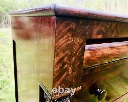Federal Furniture Empire Flame Mahogany antique dresser chest of drawers c. 1825