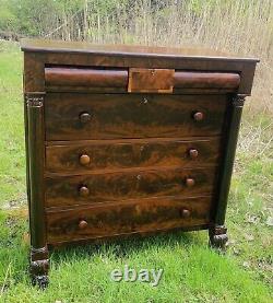 Federal Furniture Empire Flame Mahogany antique dresser chest of drawers c. 1825