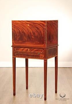 Federal Style Inlaid Mahogany Drop-Front Silver Chest and Secretary Desk