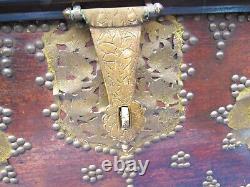 Fine 19th Century Brass Studded Zanzibar Chest Antique Shirazi Omani Dowry Trunk