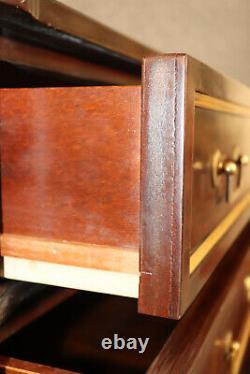 Fine Brass Trimmed Solid Mahogany Louis XVI Directoire 4 Drawer Dresser Chest