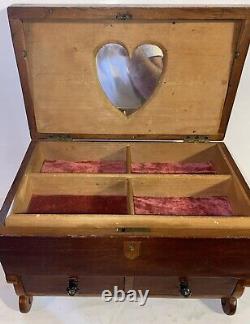 Fine Miniature Empire CHEST Sweetheart Cherry Curley Maple Jewelry Casket Box