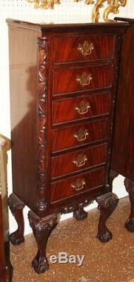 Fine Pair of Flame Mahogany Chippendale Style Lingerie Side Chests Mint