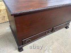 Fine henry slaugh 1917 carved ball & claw blanket chest with drawers mahogany