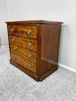Flame Mahogany with Inlay Bachelor's Chest of Drawers, Georgian Federal English