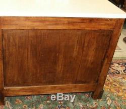 French Antique Flamed Mahogany Louis Phillipe Marble Top Chest of Drawers