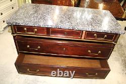 French Antique Mahogany Louis XVI Maison Marble Top Chest of Drawers / Sideboard