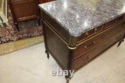 French Antique Mahogany Louis XVI Maison Marble Top Chest of Drawers / Sideboard