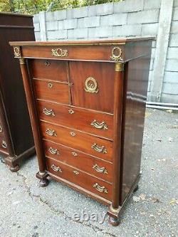French Empire Tall Chest Ca. 1890 47.5X31.5X18 Clean 2 available Chests