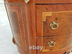 French Louis XV Mahogany Bombay Commode Chest w Burl Marquetry and Ormolu Mounts