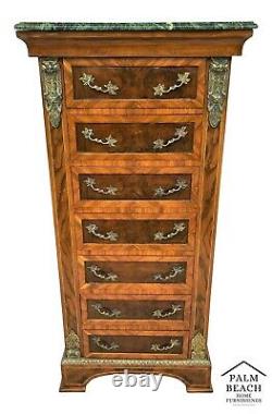 French Louis XV Marble Top Lingerie Chest Dresser with Gilt Ormolu Mounts