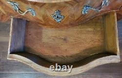 French Louis XV Parquetry Mahogany Bronze Ormolu Bombe Chest Of Drawers Commode