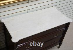 French Mahogany 3 Drawer chest of drawers Dresser with Cream marble top