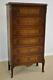 French Six Drawer Marble Top Mahogany & Satinwood Lingerie Chest Circa 1920's