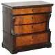 French Victorian Rosewood & Mahogany Bow Fronted Chest Of Drawers Biedermeier