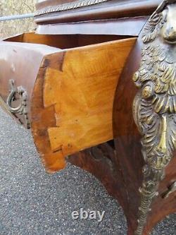 French style Bombay Chest Bronze Omulu Rams Heads + Green marble hand crafted