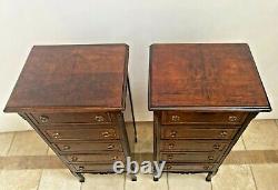 Gorgeous Pair of Mahogany Lingerie Dresser Chests Tall nightstands Vintage