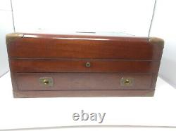 HANDSOME! Mahongany & Rosewood 20 SILVER CHEST Campiagn Style c. 1910 ANTIQUE