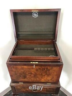 HICKORY CHAIR Mahogany & Burl Queen Anne Silver Chest