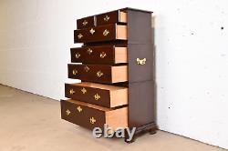 Harden Furniture Georgian Solid Mahogany Triple Chest-On-Chest Highboy Dresser