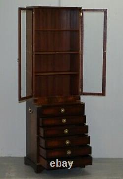Harrods Kennedy Military Campaign Mahogany Brass Bookcase Chest Of Drawers