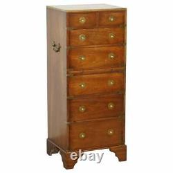Harrods Kennedy Military Campaign Tallboy Chest Of Drawers Part Of Large Suite
