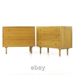 Harvey Probber Mid Century Bleached Mahogany 3 Drawer Chest Pair