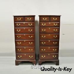 Henkel Harris Chippendale Solid Mahogany 7 Drawer Lingerie Tall Chest a Pair