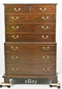 Henkel Harris Chippendale Style Mahogany Chest on Chest with 8 Drawers