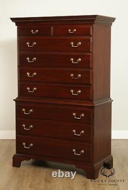 Henkel Harris Mahogany Chippendale Style Tall Chest on Chest, # 164