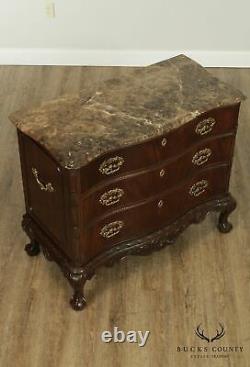 Henredon Chippendale Style Pair Mahogany Marble Top Chests