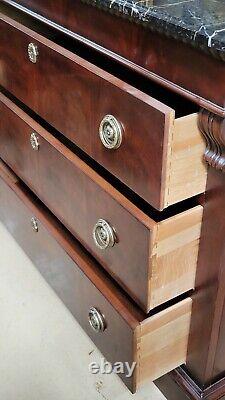 Henredon French Empire Mahogany Marble Top Commode Chest w Marble Top AW9