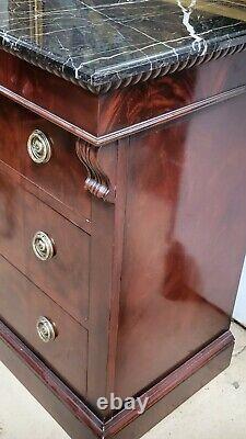 Henredon French Empire Mahogany Marble Top Commode Chest w Marble Top AW9