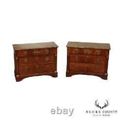 Henredon Historic Natchez Collection Empire Pair of Mahogany Marble Top Chests