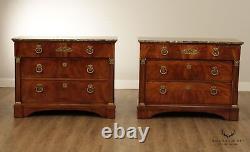 Henredon Historic Natchez Collection Empire Pair of Mahogany Marble Top Chests