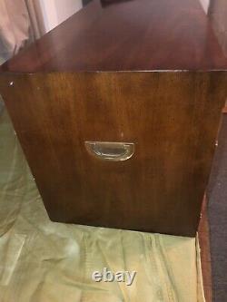Henredon Pan Asian Tansu Style Campaign chest dresser etched Brass MCM