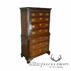 Hickory Chair Co. Mahogany Chippendale Style High Chest on Chest
