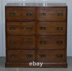 Hobbs & Co 19th Century Military Campaign Mahogany Sideboard Chest Of Drawers
