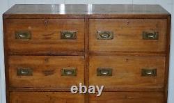 Hobbs & Co 19th Century Military Campaign Mahogany Sideboard Chest Of Drawers