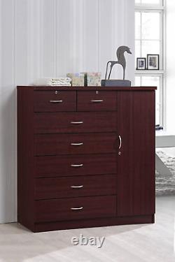 Hodedah 7 Drawer Jumbo Chest, Five Large Drawers, Two Smaller Drawers with Two L