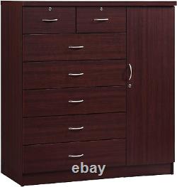 Hodedah 7 Drawer Jumbo Chest, Five Large Drawers, Two Smaller Drawers with Two L