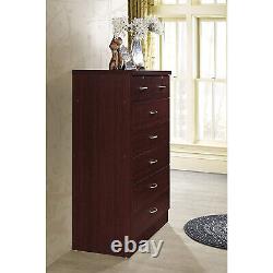 Hodedah HI70DR 48 7 Drawer Wooden Jumbo Dresser Chest with 2 Top Locks, Mahogany